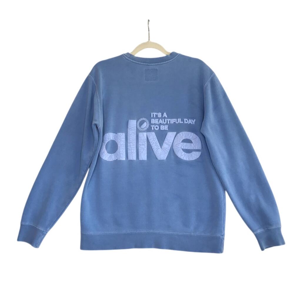ALIVE Beautiful Day Crewneck Pullover Women M Sky Blue Unisex Oversize Stylish